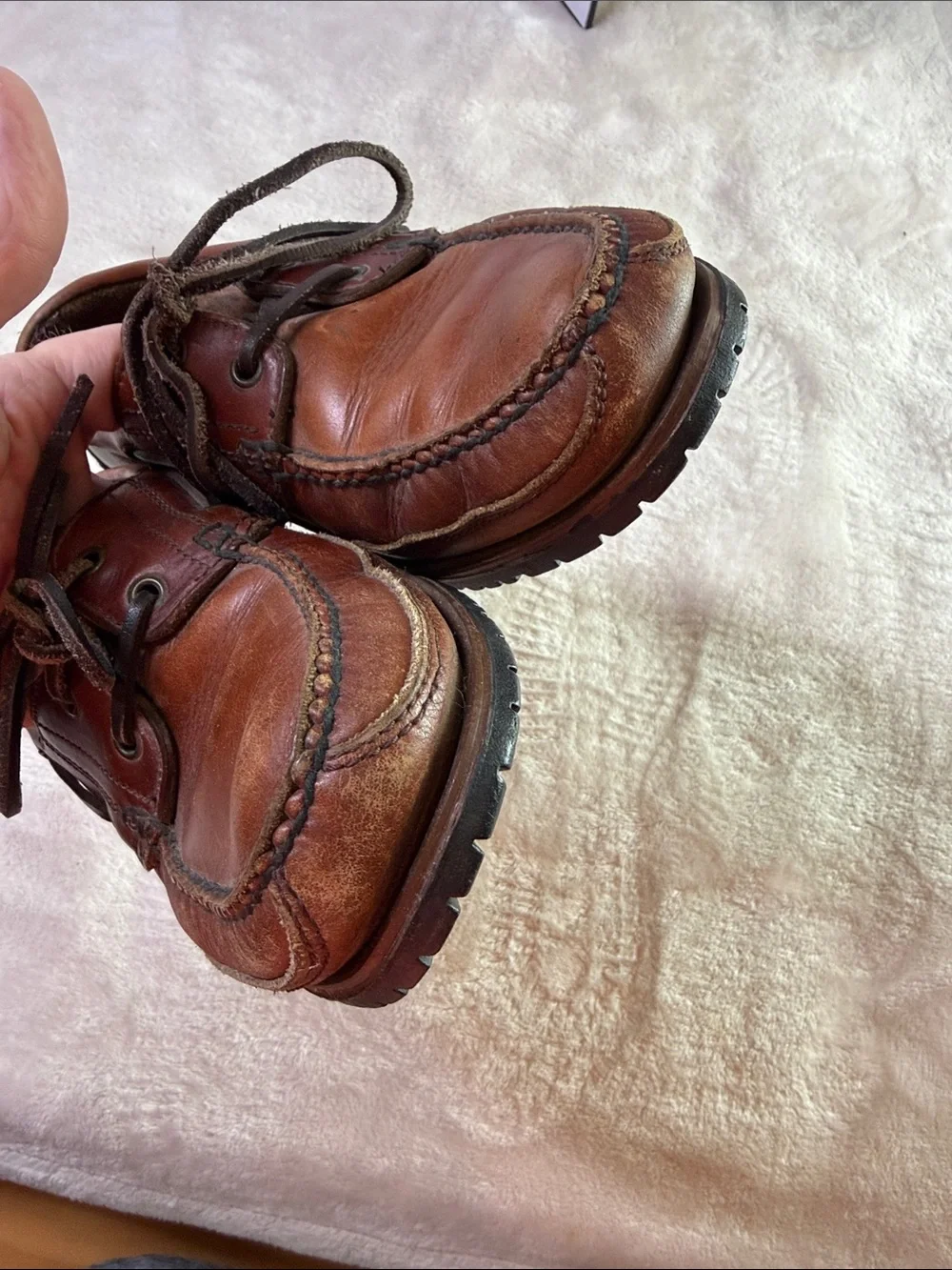 ⭐️Vtg Quoddy Men's Handsewn Leather Boat Shoes Moccasins Brown SZ 9M